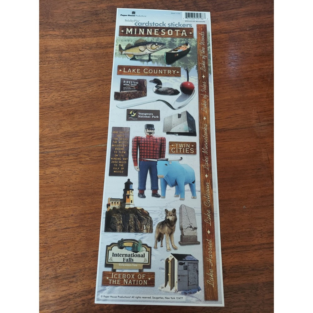 Minnesota Cardstock Stickers Scrapbooking Travel Souvenirs‎ Lake Country USA